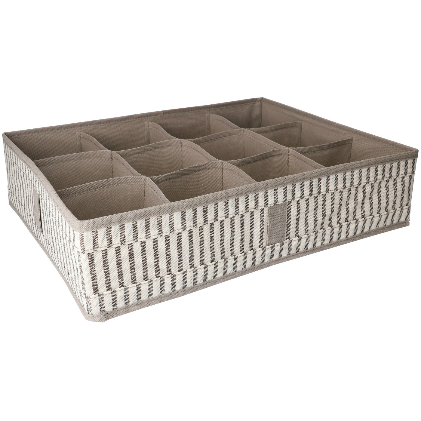 Aufbewahrungsbox Vlies «Stripes beige» 12 Fächer