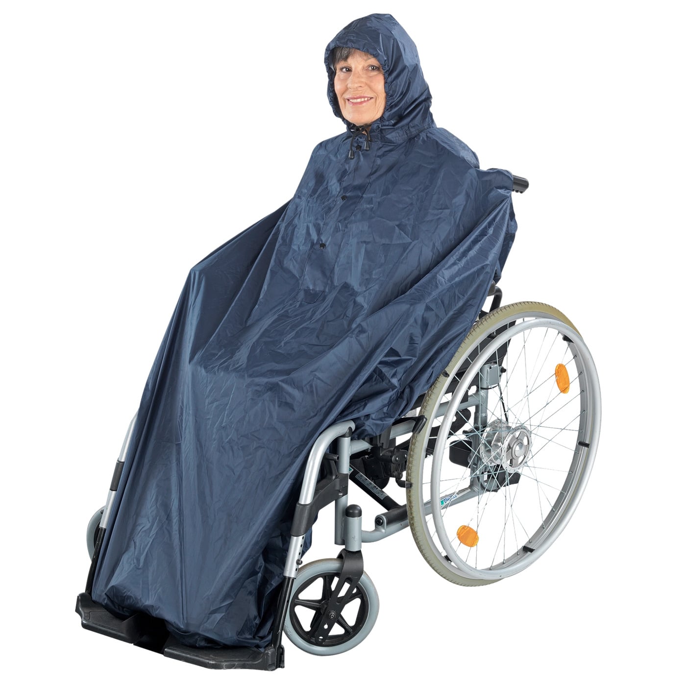 Poncho Imperméable Pour Fauteuil Roulant Adulte - Polyester - Couleur Marine - ActionCare