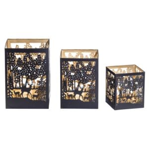 Photophores «Silhouettes découpées», lot de 3