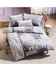 Linge de lit «Ombre» en coton renforcé, crème, gris, violet, rose