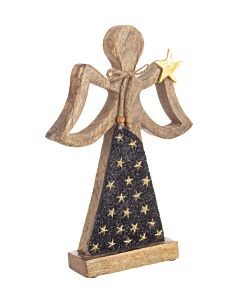 Deko-Engel aus Holz mit Sternen