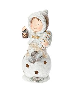 Figurine d'ange décorative «Boule d'étoiles», à éclairage LED blanc