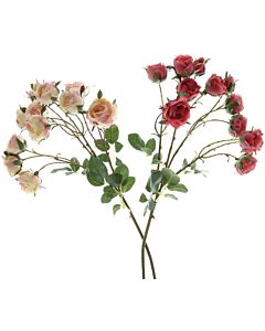 Fleurs artificielles «Roses», roses et rouges, 2 pièces
