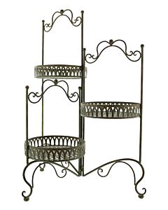 Porte-plantes «Baroque», en métal et avec 3 plateaux