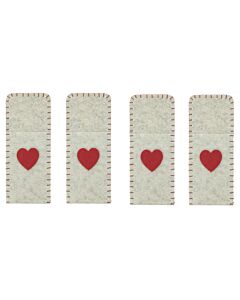 Pochettes à couverts «Petits cœurs», lot de 4 
