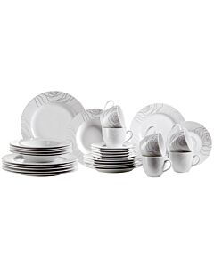 Set de vaisselle et service de table «ELISSO», blanc, 30 pièces