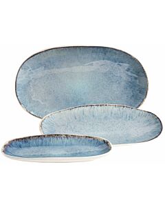 Servierplatten-Set «FROZEN» im modernen Vintage-Look, blau, 3-teilig