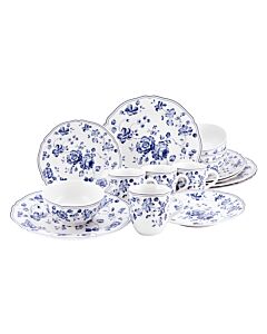 Set de vaisselle avec motif floral «Royal Blue Flower», 16 pièces