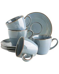 Service de tasses à café «Nottingham» bleu-gris, 8 pièces  