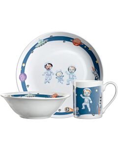 Vaisselle pour enfants «Univers» en porcelaine, 3 pièces