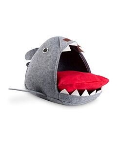 Katzenhöhle «Shark» aus Filz im Hai-Design