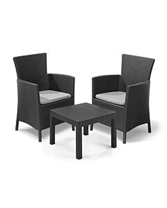 Rosario Set de balcon graphite, 2 fauteuils + table