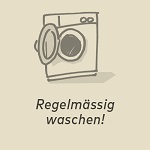 L'icône. En haut, une machine à laver est représentée et en bas, il est écrit : "Lavez régulièrement !